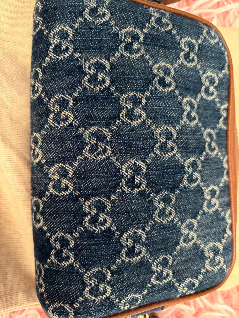 Gucci Blue Denim and Brown Leather Crossbody Bag with Matching Wallet - Picture 5 of 16